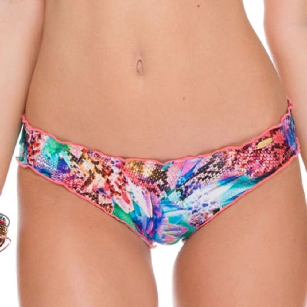 NWT Luli Fama Gorgeous Chaos Bikini Ruched Brazilian *Bottoms Only* M Medium